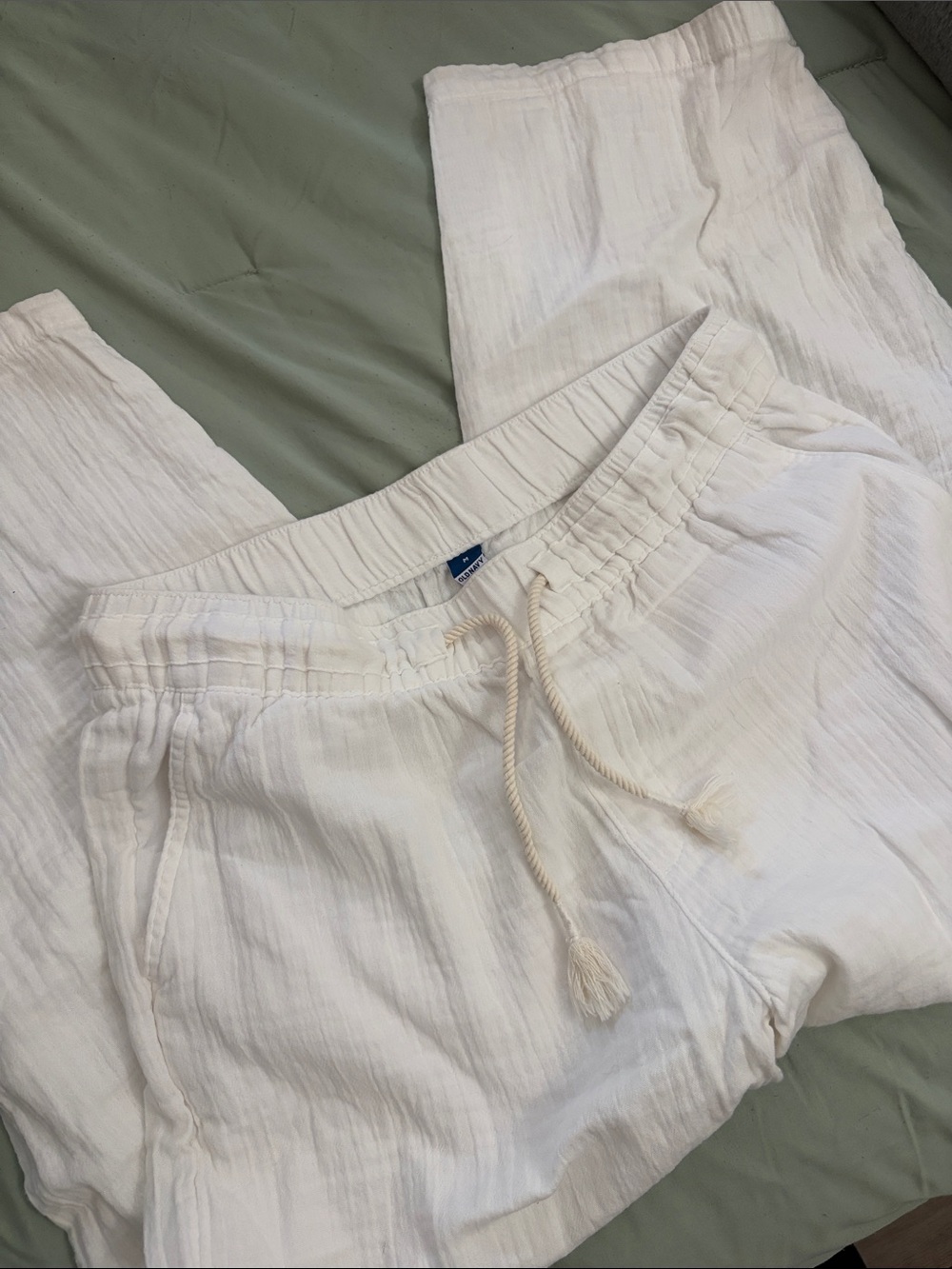 Women’s White Linen Drawstring Pants